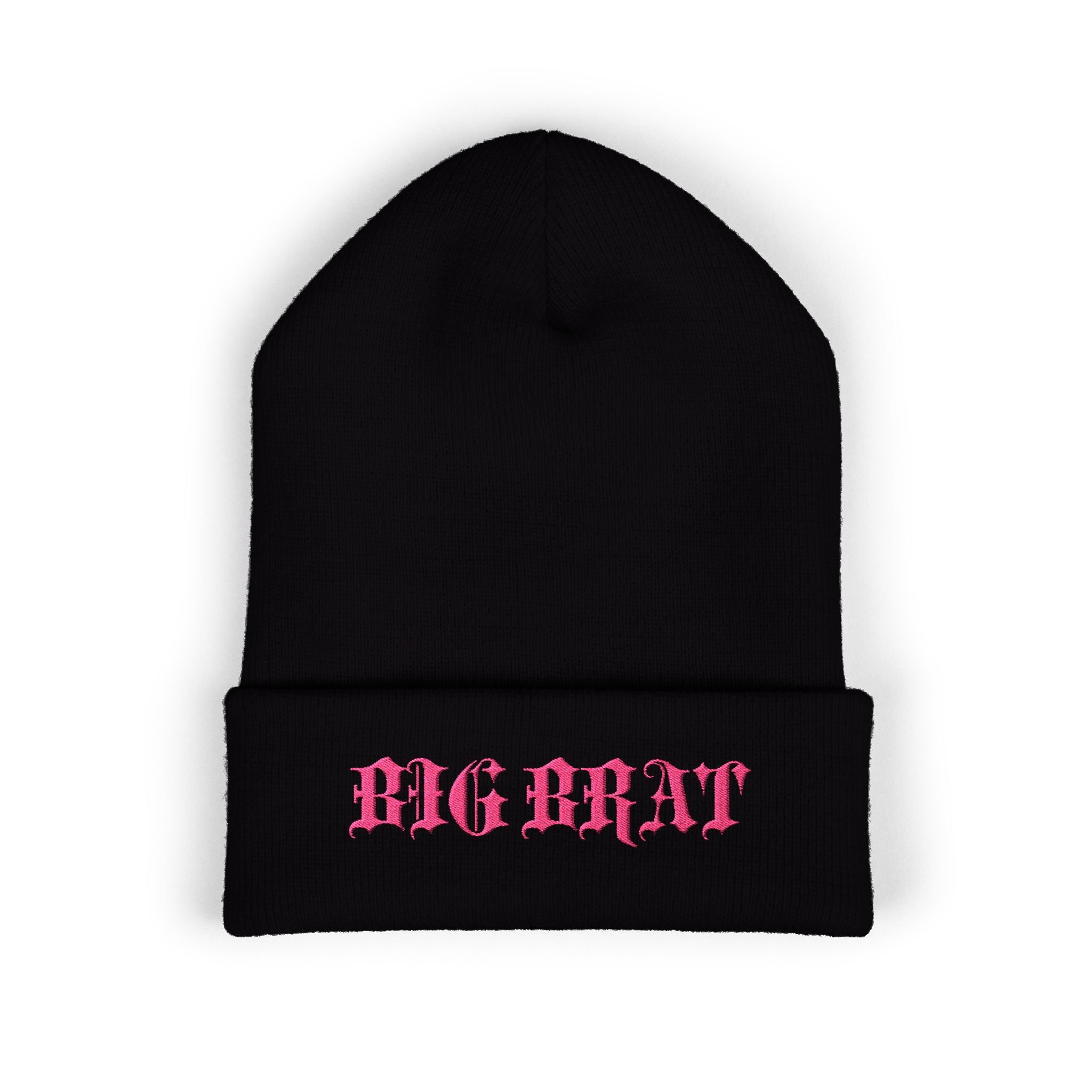 BIG BRAT Gothic Beanie *Pink Lettering*