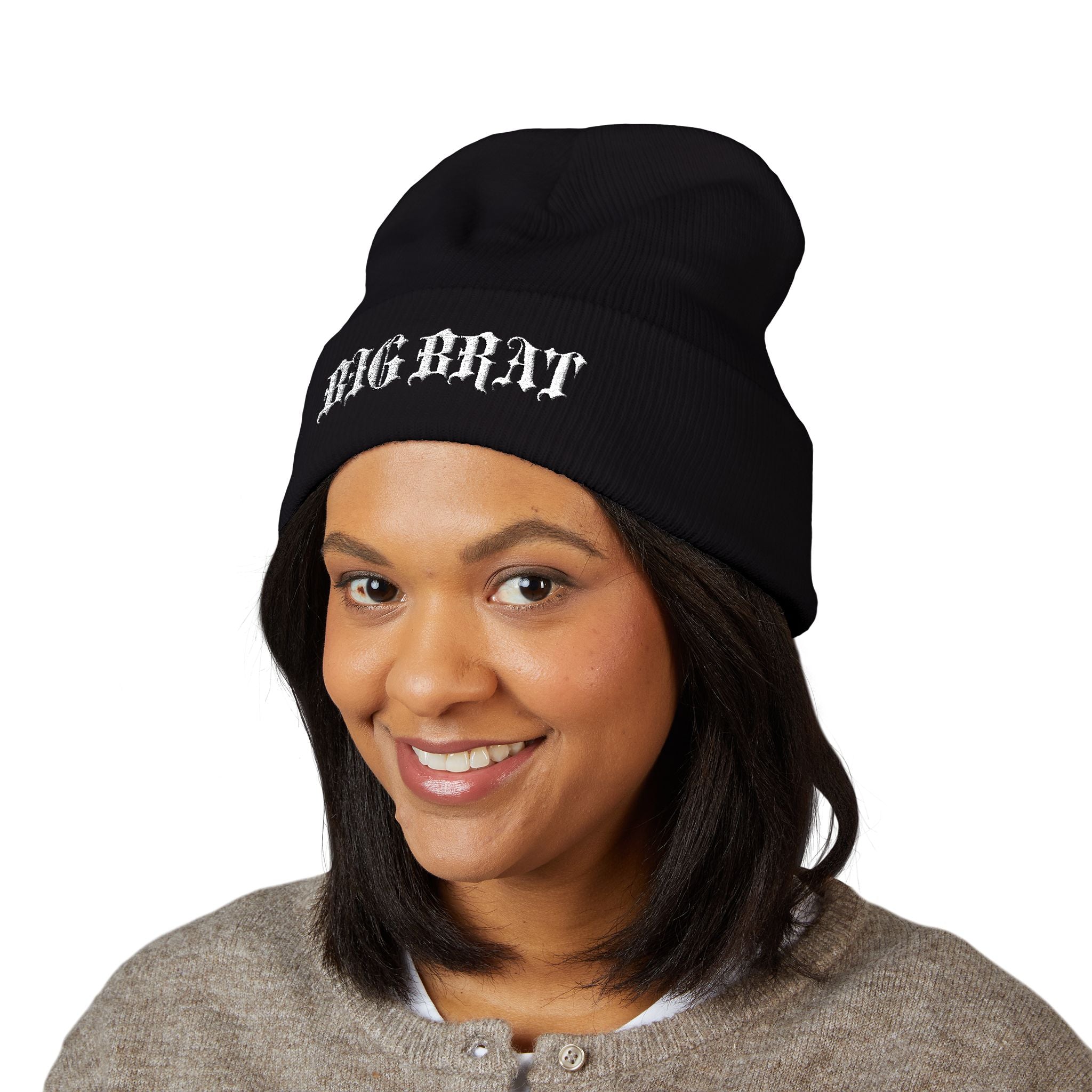BIG BRAT Gothic Beanie *White Lettering*